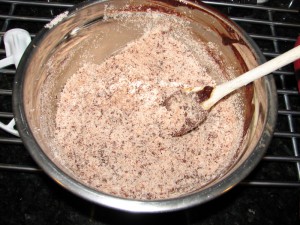 mixing sugar and chocolate