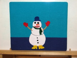 finished snowman flannelboard